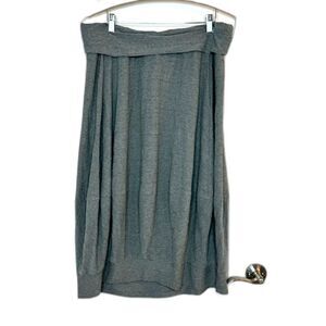 OSKA GRAY TEXTURED KNIT BARREL BUBBLE MIDI SKIRT SIZE 4 12/14 XL NWOT